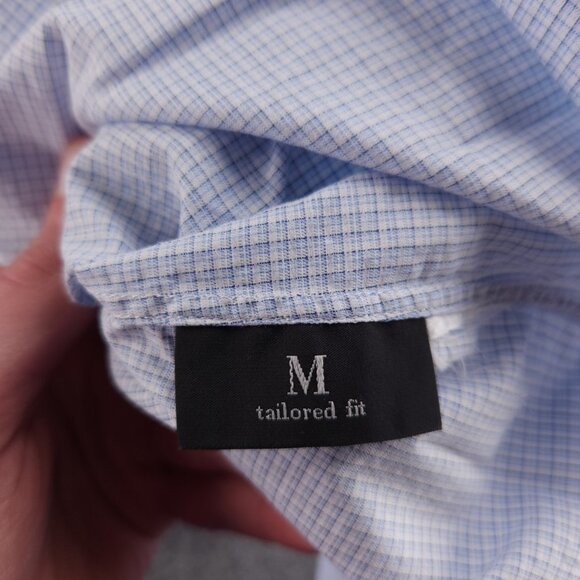 Ermenegildo Zegna 15.5 Cotton Tailored Blue French Cuff Check Men Shirt Spread - Picture 11 of 16